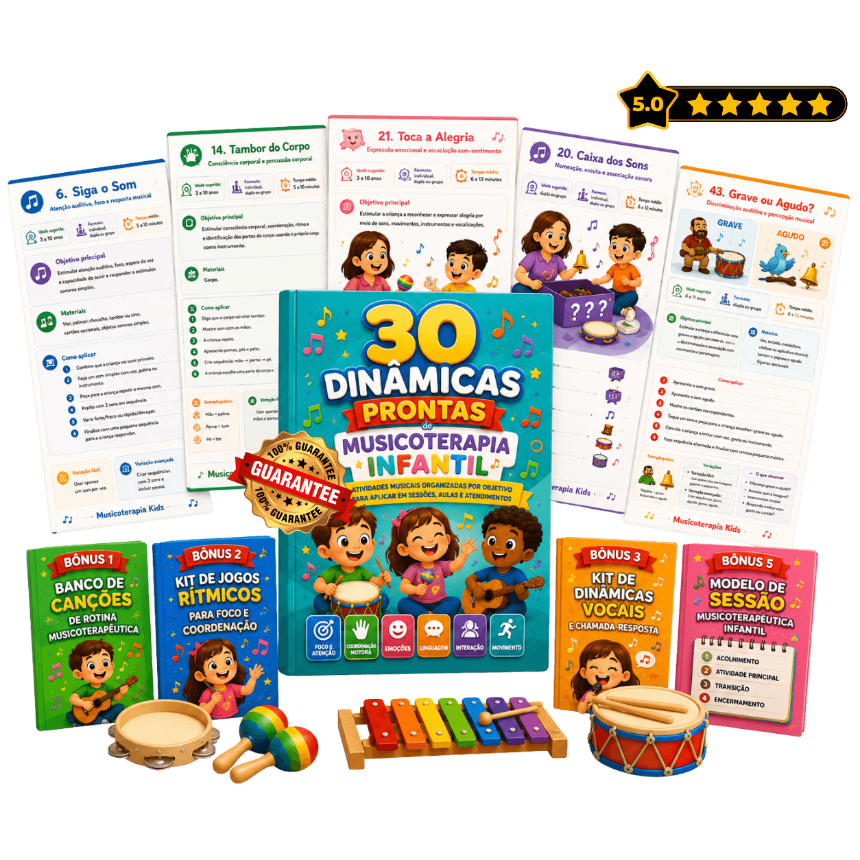 Kit Musicoterapia Kids — 30 Dinâmicas Prontas